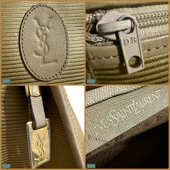 Yves Saint Laurent Brown Ribbed Clutch Travel Leather Trim Vintage Statement Bag - Picture 16 of 16